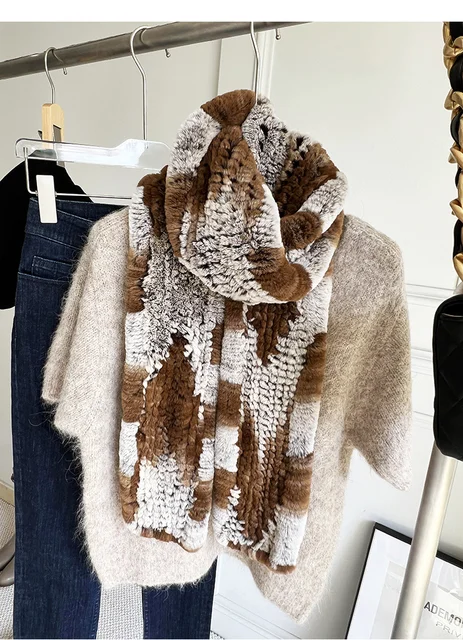 Women's Winter Rex rabbit Fur Scarf — FUR:THER