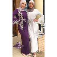 Muslim Fashion Dress Women Arab Pearl Dresses Dinner Party Plus Size Loose Casual Elegant Female Maxi Dress 2