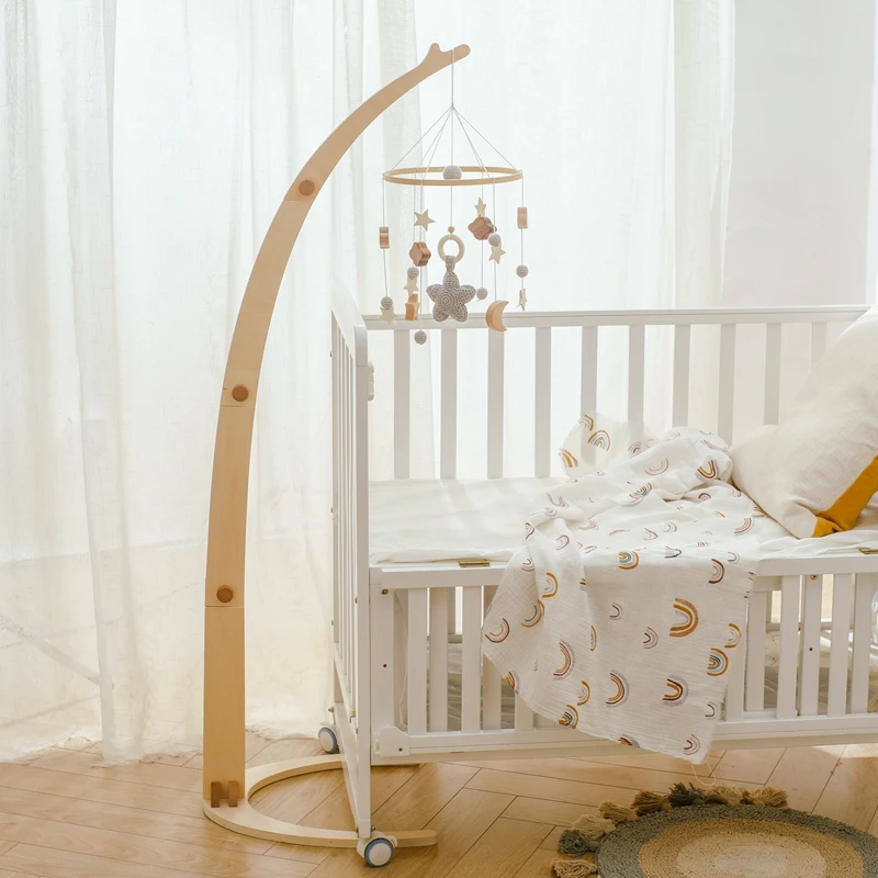 

Wooden Baby Mobile Crib Hanging Rattles Cartoon Bear Cloudy Soft Felt Star Moon Bed Bell Montessori Education Toys Baby Gift