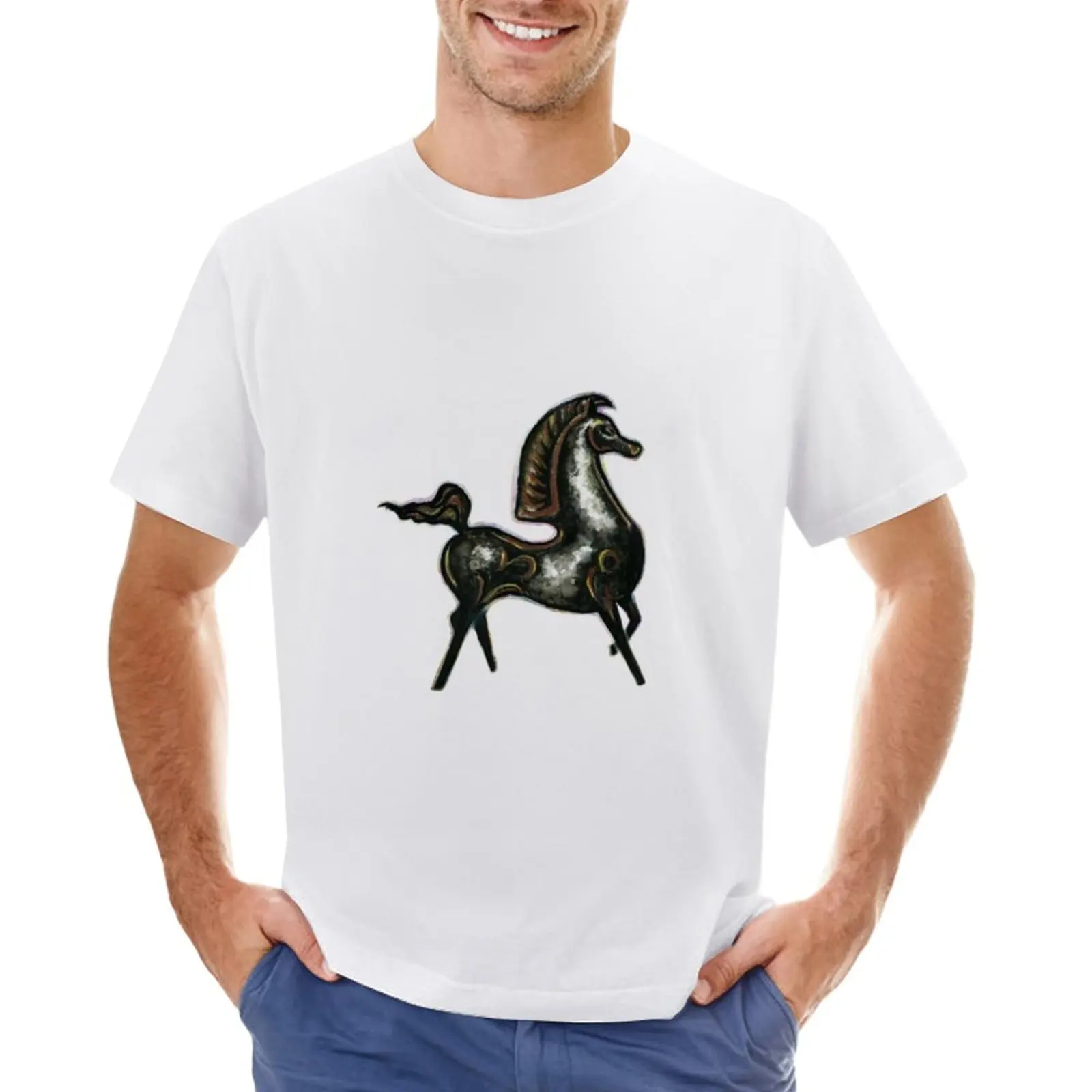 

Black stallion horse T-Shirt oversized plus size tops heavyweight t shirts for men