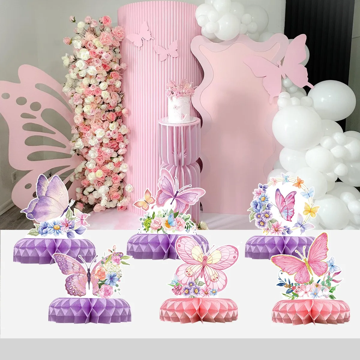 Festive Table Decorations Butterfly Honeycob Table Centerpiece - Pack Of 8  | Butterfly Honeycob Butterfly Decorations, image size:1200x1200
