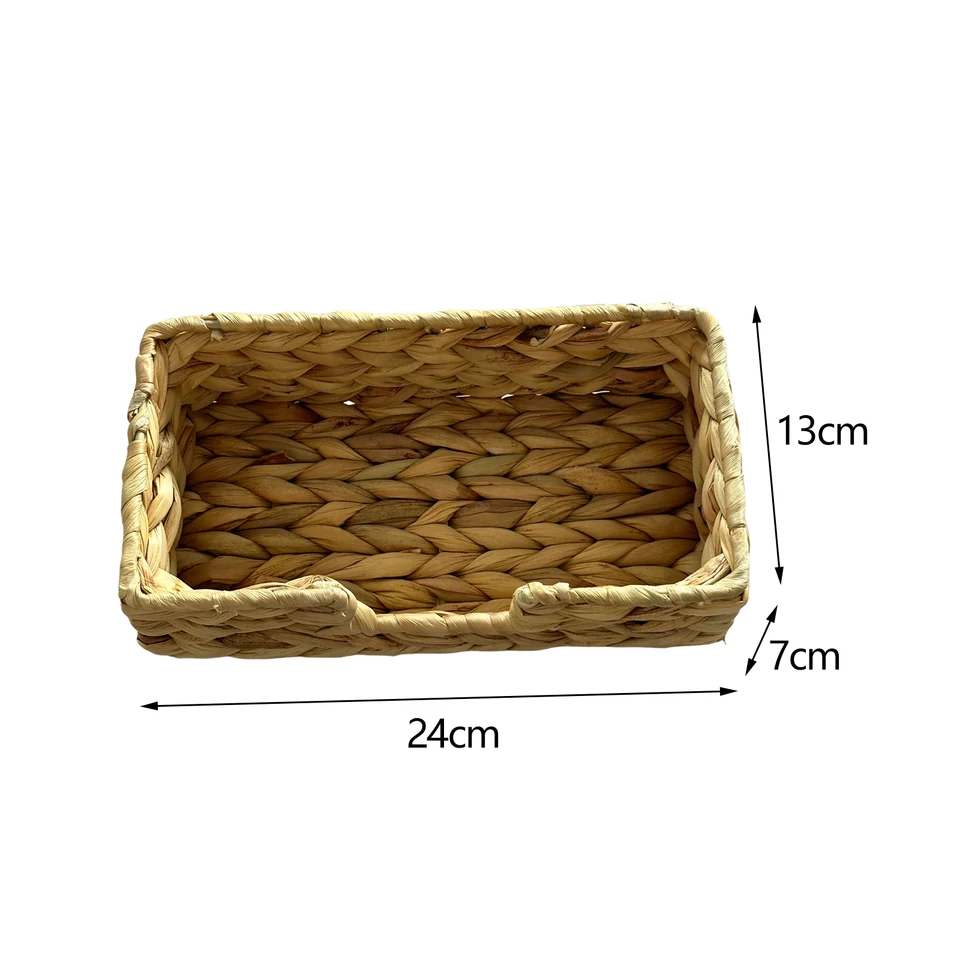 Portaservilletas De Mimbre De Jacinto De Agua - Bandeja Rectangular Tejida A Mano, Ideal Para Cocina, Comedor O Baño