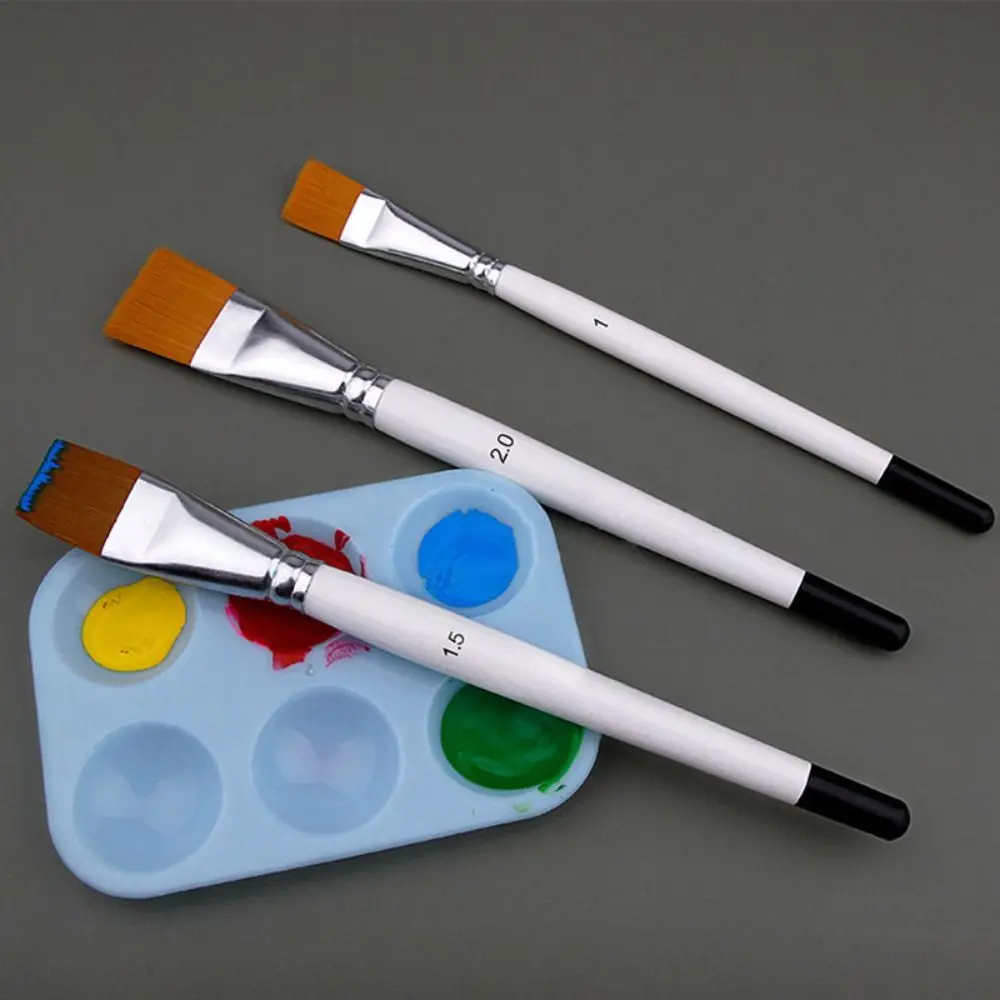 3PCS/Set Oil Painting Brush 3Color Big Flat Head Short Rod Set Nylon Hair Painting Watercolor Brush Artist Brushes painting brushes blending brush
