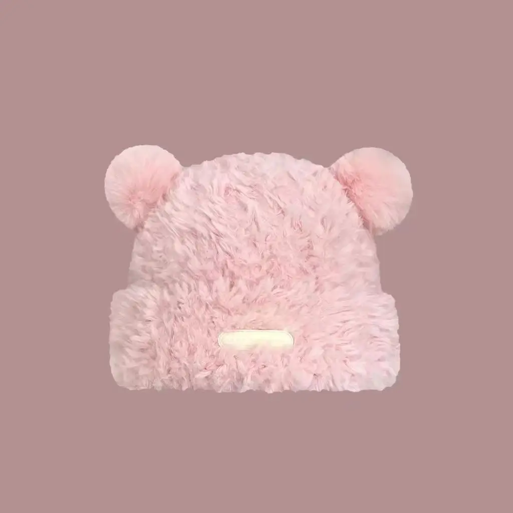 Leather label bear-pink