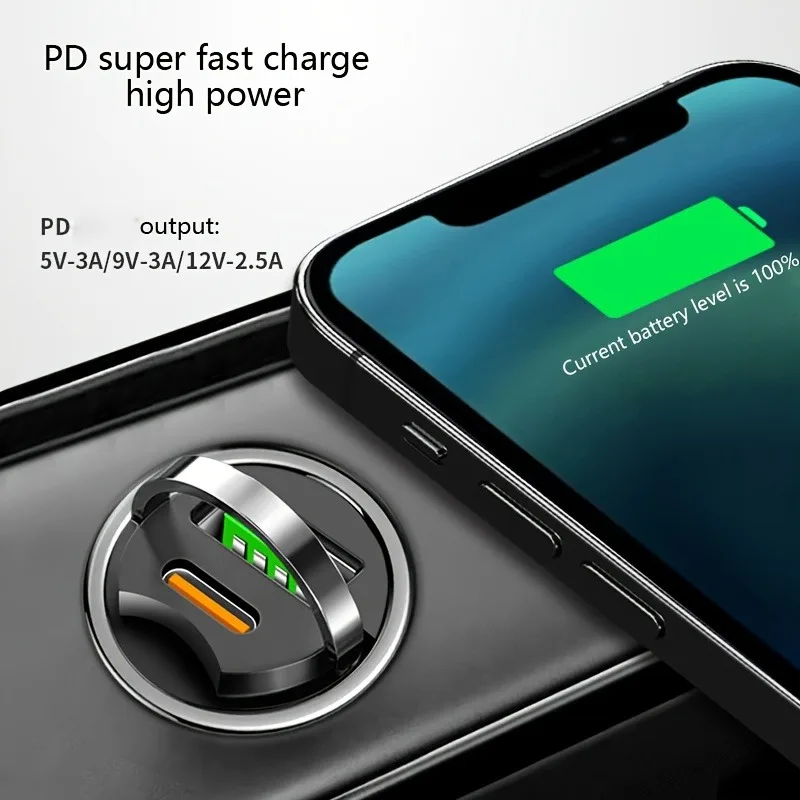 100W Super Fast Car Charger Dual Port PD QC3.0 USB C Car Power Adapter for iPhone 15 16 Samsung Xiaomi Huawei Car Phone Charger