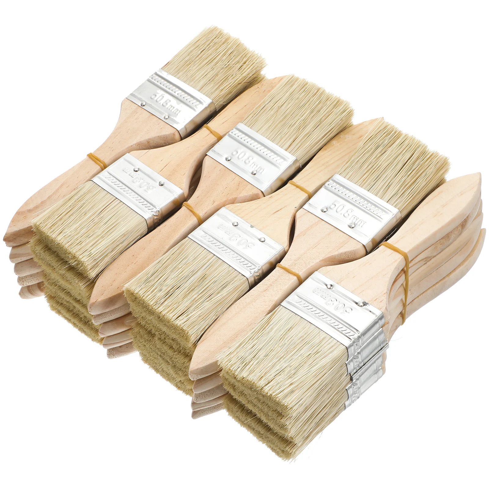 30 Pcs Thickened Wooden Handle Paint Brush Short Brushes Oily for Paints Professional Round Tool Beige Oil-based Color