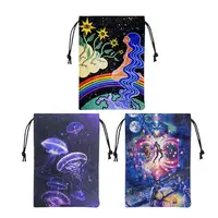 Colorful Velvet Tarot Oracle Cards Storage Bag Double Drawstring Rune Dice Jewelry Carrying Bag Multiple Use Pouch For Home 1
