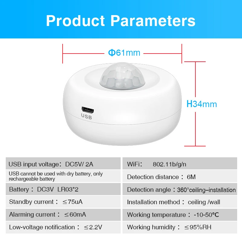 

Smart Body Movement Sensor Real-time Remote Monitoring Home Automation No Hub Required Tuya Smart Home Pir Motion Sensor