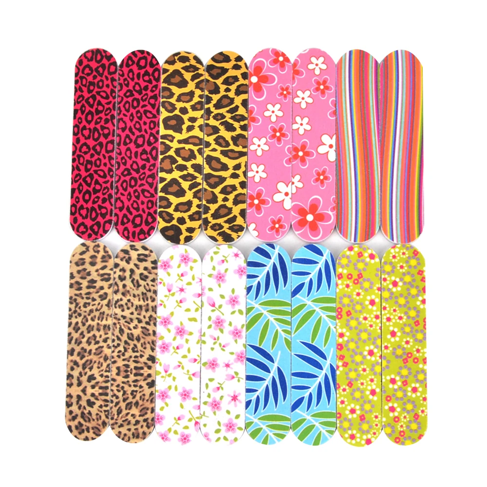 

20pcs Mini Flower Leopard Nail File 240 Grits Sanding Polishing Double-sided Files UV Gel DIY Manicure Nail Art Buffing Tools