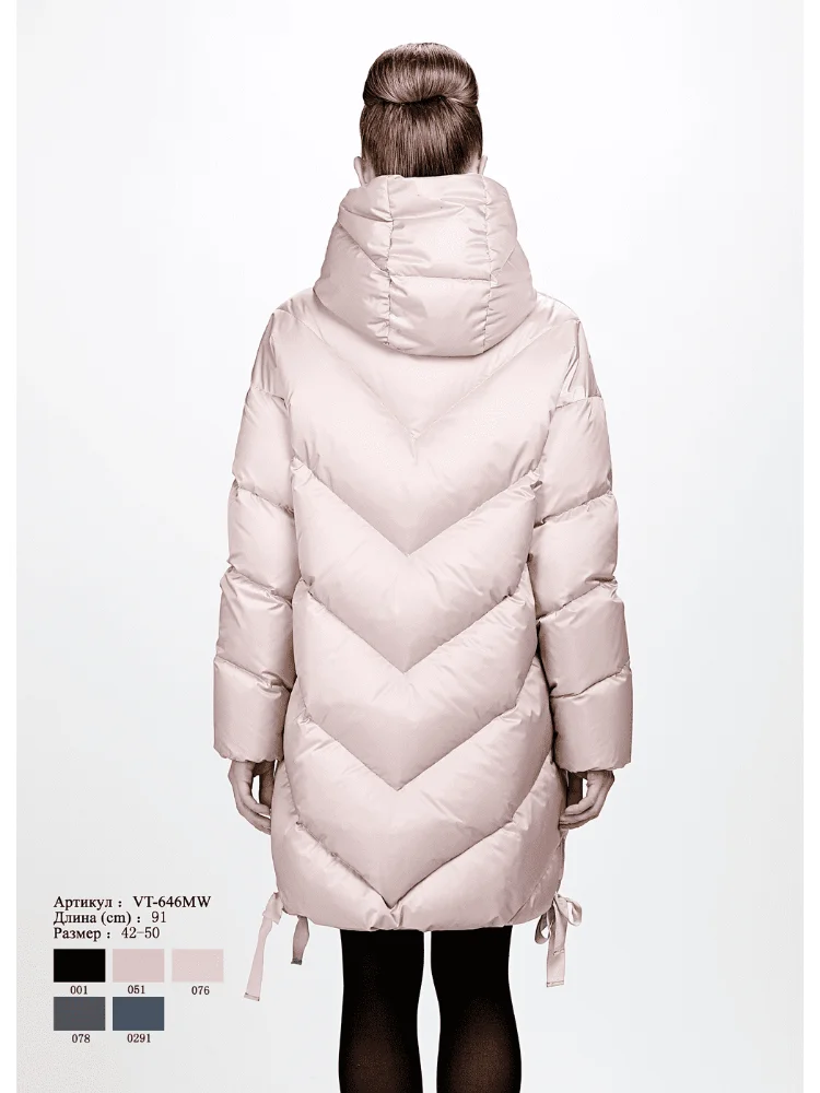 VERALBA Women's Mid-length Down Jacket With Hat Plus Size 2XL Stylish Warm Fit 2022 Latest Coat Puffer Clothing Winter Ladies