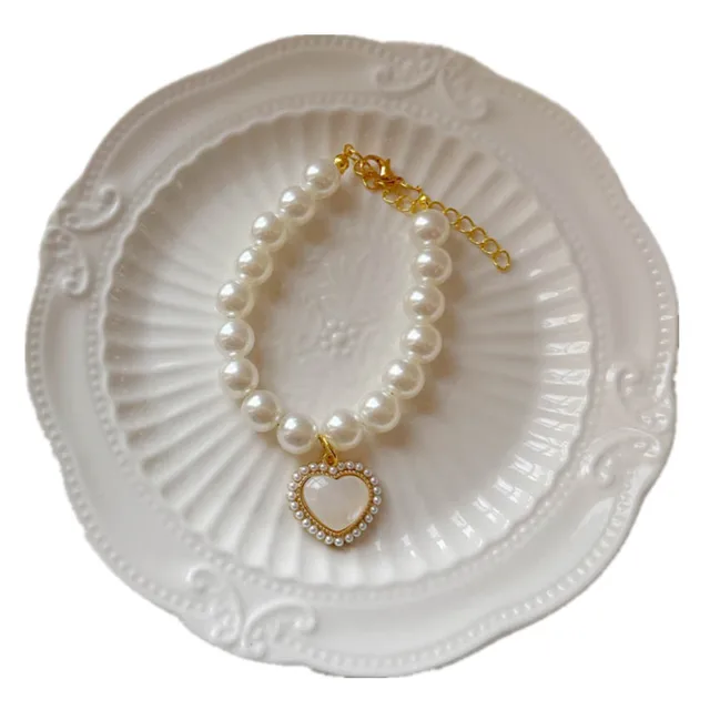 New Pet Collar Pearl Love Necklace Cat Jewelry Cute Collar Puppy Accessories Dog Chain Chihuahua Wedding Jewelry Stuff 6