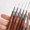 Nail Art Brushes Wood Nail Art Liner Brushes 4/8/12/20/25mm Painting Art Design Brush Super Thin Details Nail Pen Drawing Lines 5