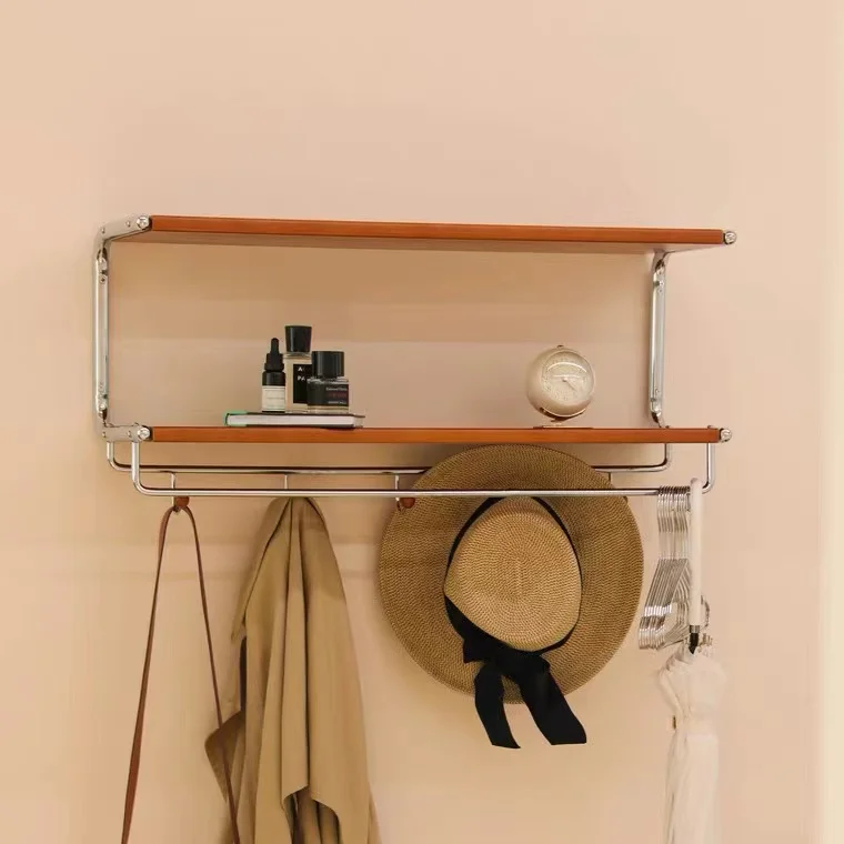 Minimalist Wall Shelf Hanging Storage Rack for Entryway Living Room Bedroom Vintage Solid Wood Bookshelf