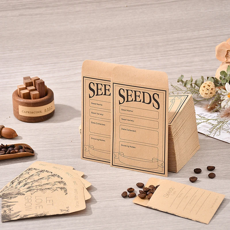 Kraft Paper Envelopes Seed Storage Envelopes 100PCS Self Sealing Seed Packets