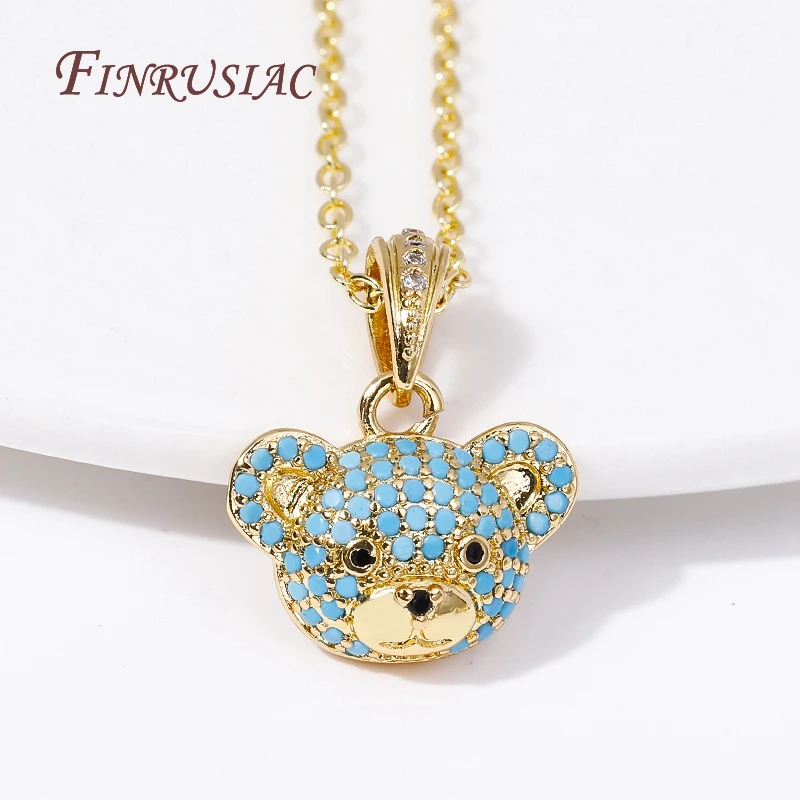 Exquisite Cute Bears/Pigs Pendants Necklaces Female 18K Gold Plated Inlaid Zircon Charms Necklace for Women Girls Party Gifts