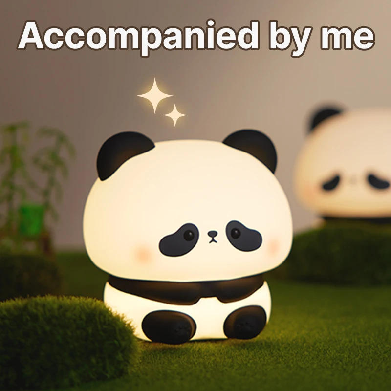 Panda ledes éjjeli ligh aranyos szilikon éjjeli ligh USB újratölthető érintse éjjeli Villanyégő Hálószoba Időmegállapítás Villanyégő decoratie children's Adomány