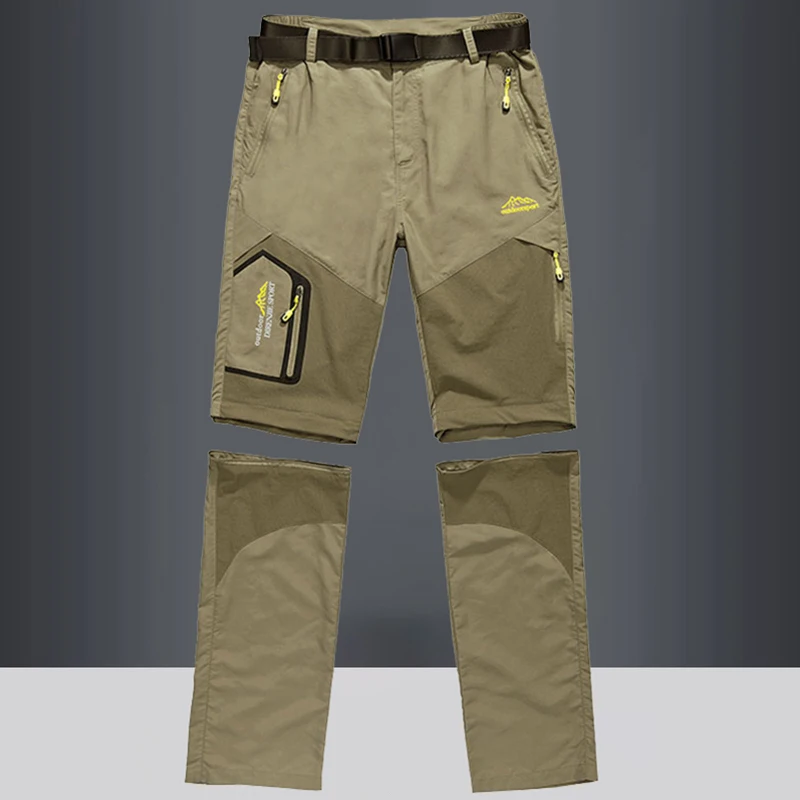 Men's Summer Detachable Quick-drying Hiking Pants Outdoor Multi-pocket Stretch Elastic Travel Safari Cargo