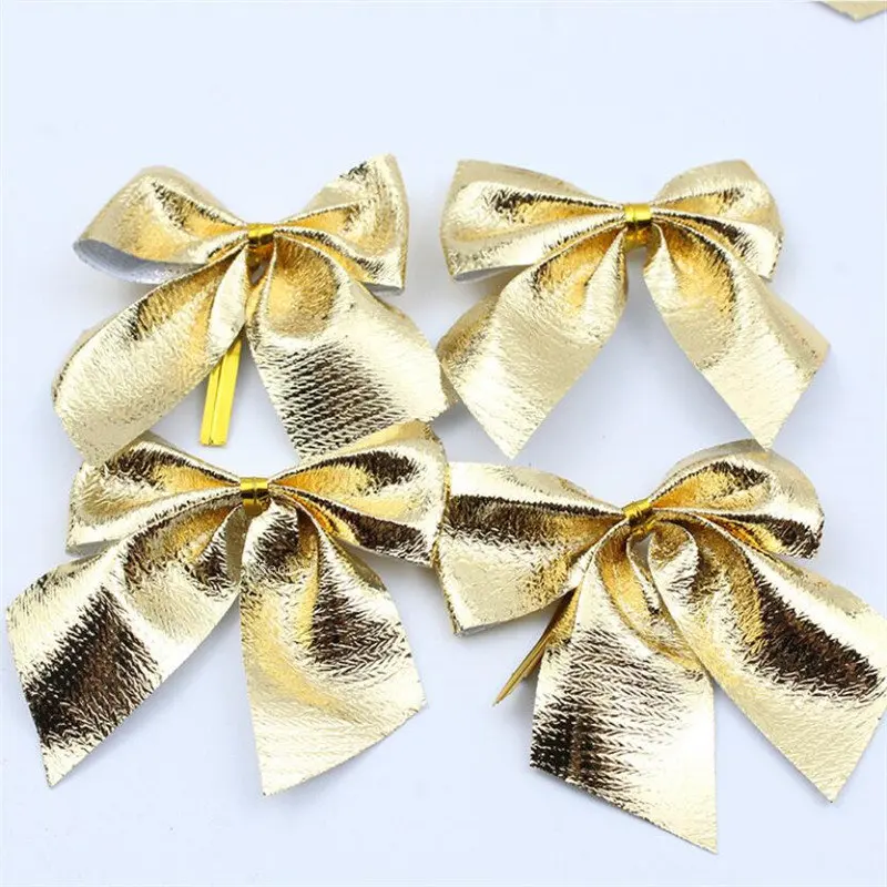 12 Piece Christmas Bow Decorations Red Gold Silver