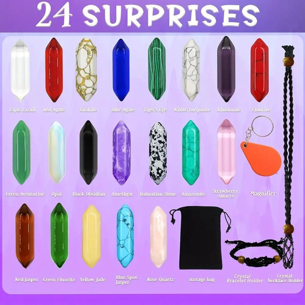 Christmas Advent Calendar Crystals with Chakras Healing Stone Rock Collector