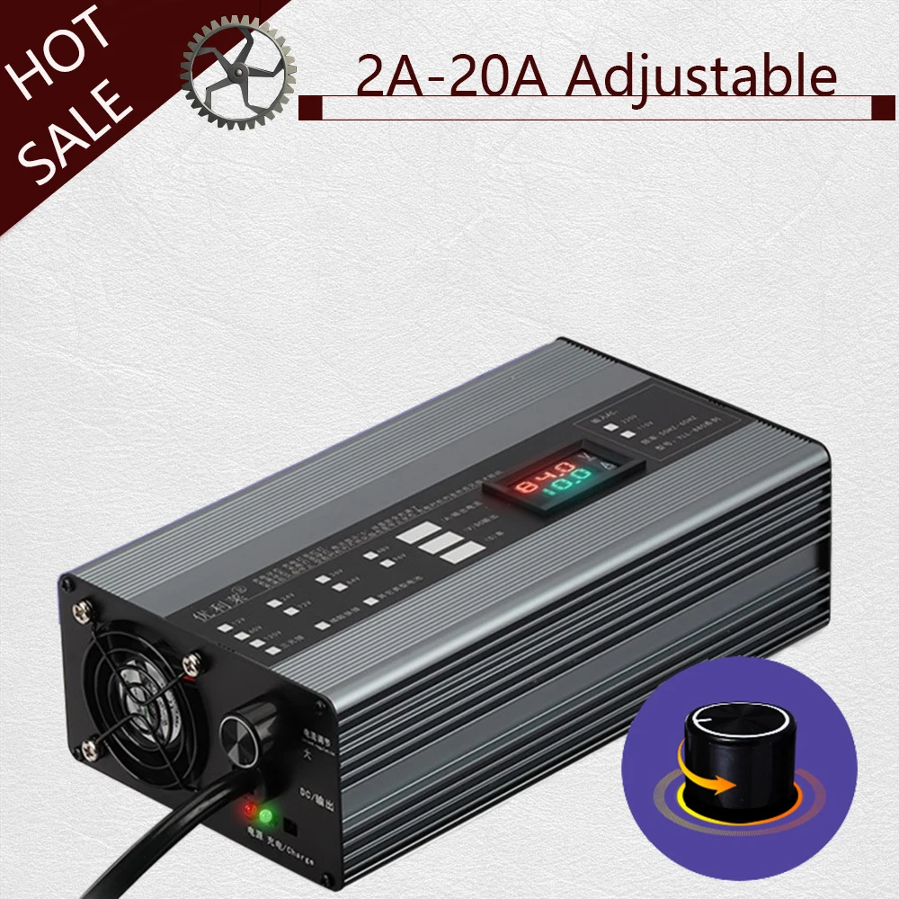 20A 48V 58.4V 72V 60V 67.2V 84V 87.6V 리튬 이온 LiPo Lifepo4 리튬 배터리 충전기 Curren 조정 고..