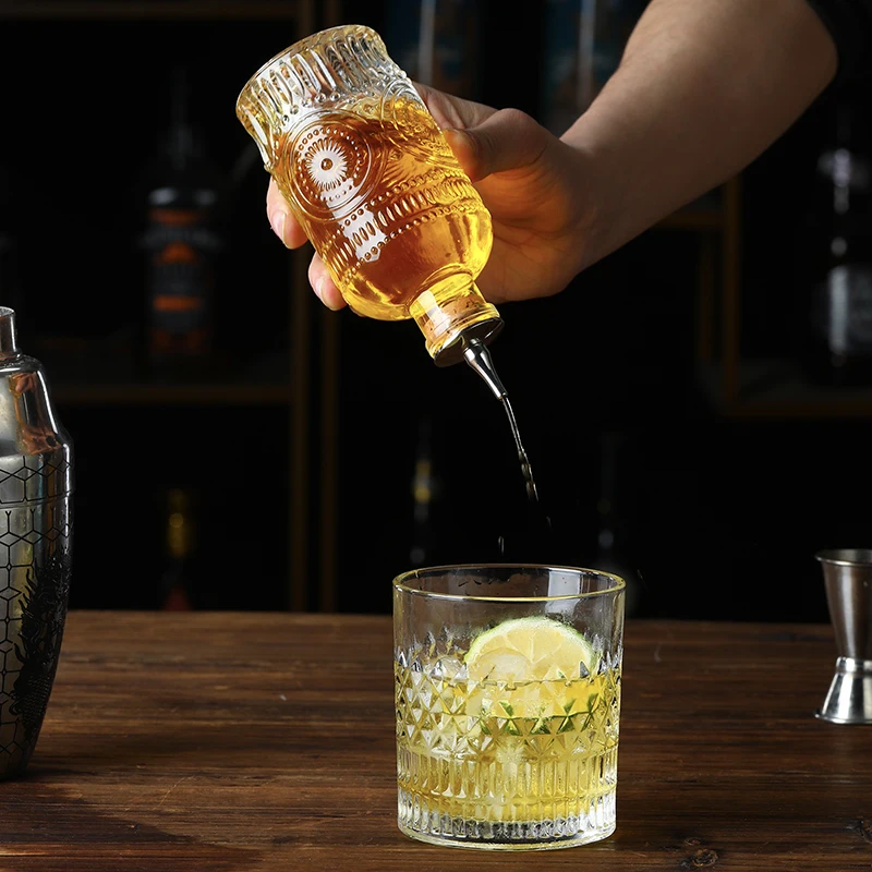 Cocktail Bitters Bottle | Vintage Square Glass Design With Cork And Stainless Steel Dasher Top - 3oz / 90ml | Professional Bar Set Accessory Tool For - View #5