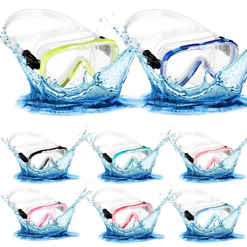 PC Glass Kids Swim Goggles PVC Strap Anti Fog Child Diving Mask Wide View with Nose Cover Pool Swim Eyewear 3-8Year Olds 3