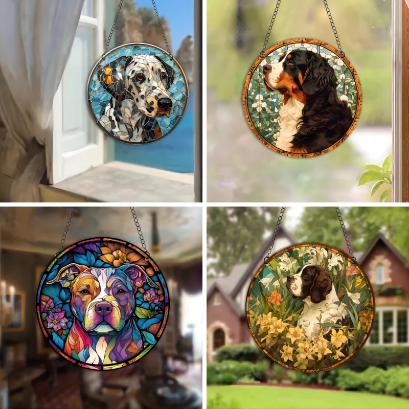 Colorful Pitbull Acrylic Suncatcher 4 | Springer Spaniel Acrylic Suncatcher 1