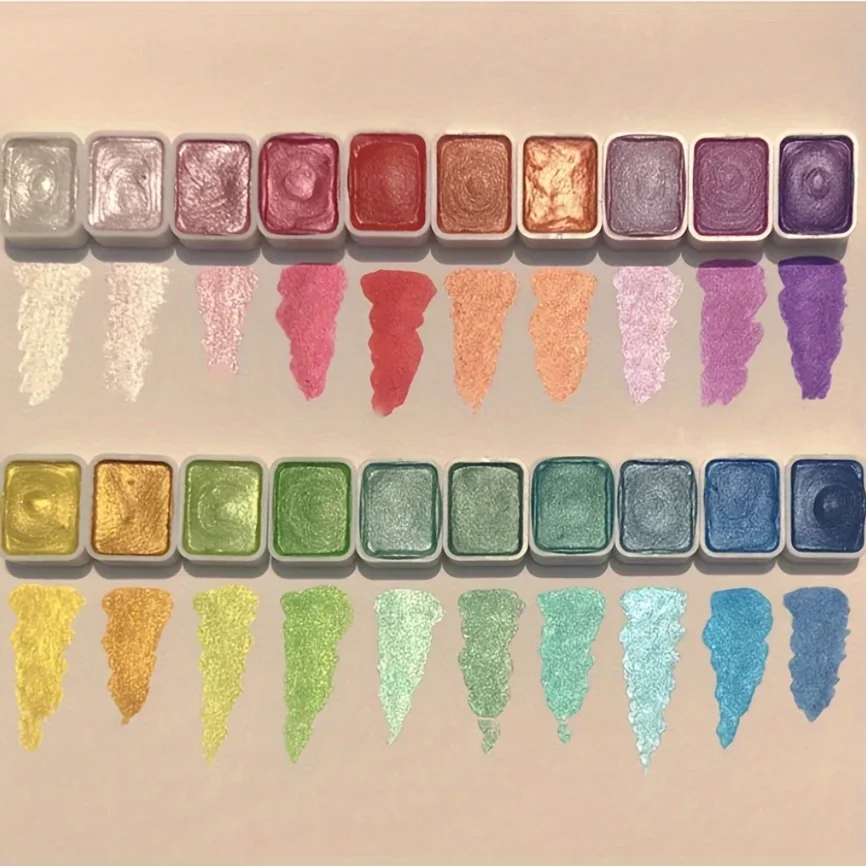 20 Colors Metal Watercolor Painting Set Portable Box Solid Shiny Pearls Watercolor Painting Art Supplies watercolor painting set