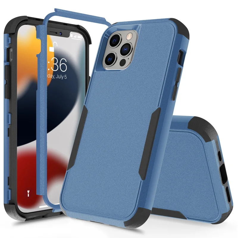 3 Layer Case for iPhone 15 14 13 12 11 Pro Max Mini XR XS Max 8 7 15Plus SE 2020 Luxury Armor Shockproof Soft Bumpers Hard Cover