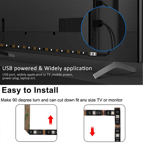 TV 백라이트용 LED 스트립 조명, 블루투스 RGB 5050 LED 테이프, USB LED 스트립, 방 장식용 스마트 LED 조명, 5V 4