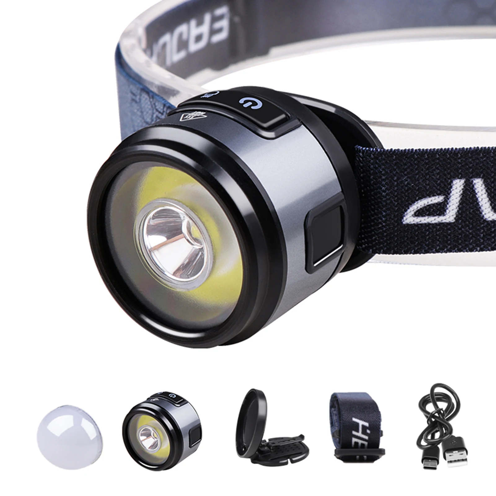 

Super Bright LED Head Lamp Outdoor Rechargeable Flashlight Headlamp Work Light with Hat Clip & Magnet for Camping Hiking Cycling