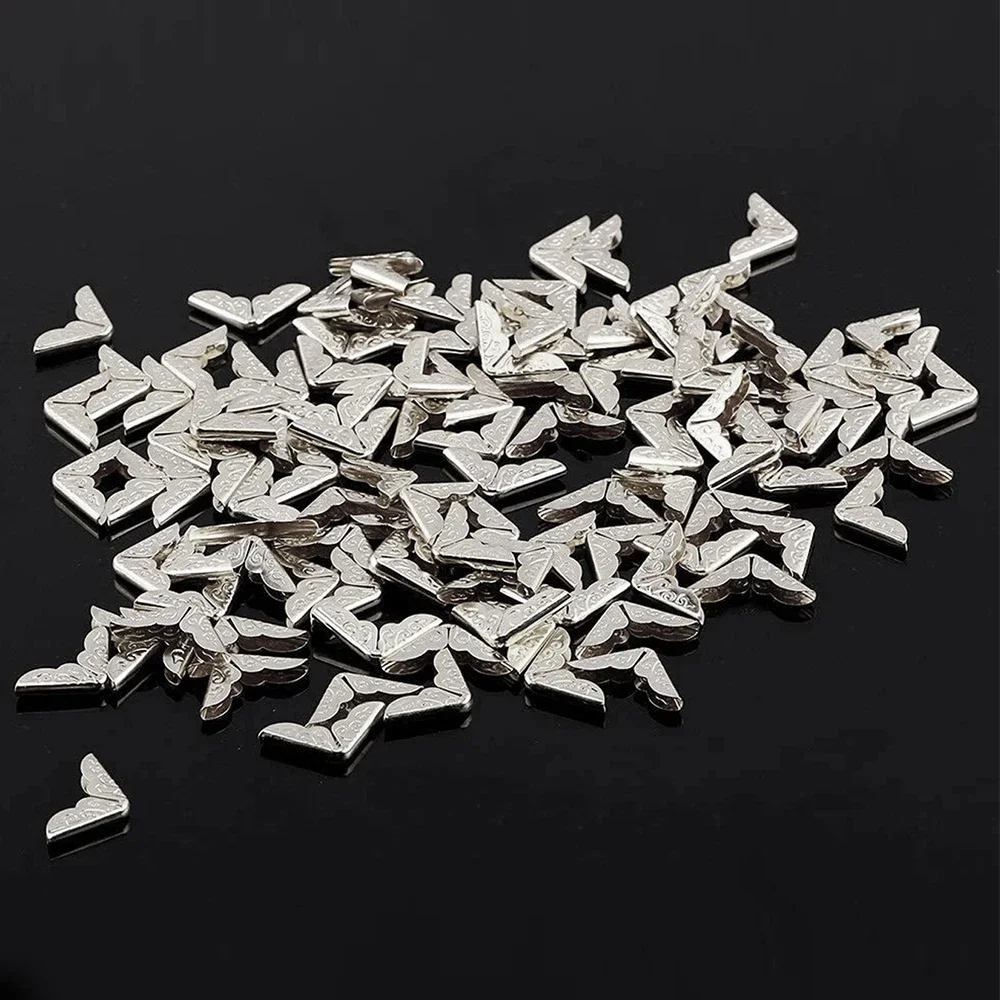 50Pcs Metal Book Corner Protector Vintage Scrapbook Photo Album Notebook Menus Folder Protecting Golden Silver Bronze book corner protector photo corner protector