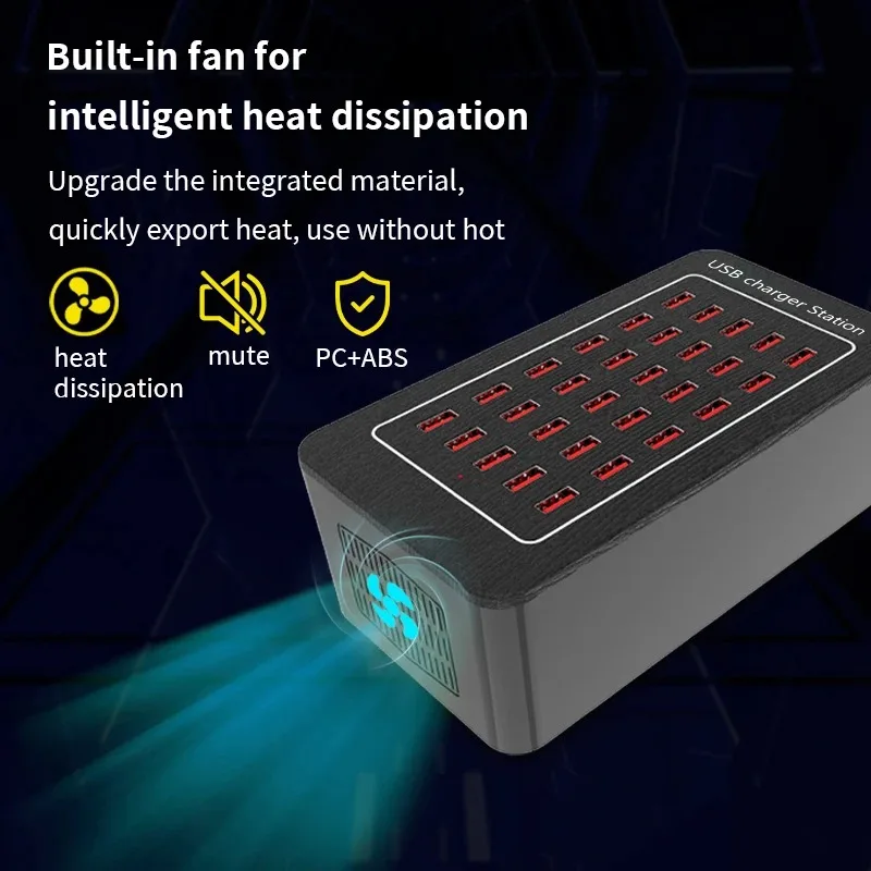 Caricabatteria USB, Adattatore per Caricabatterie da 30 W a 6 Porte Presa Hub per Stazione di