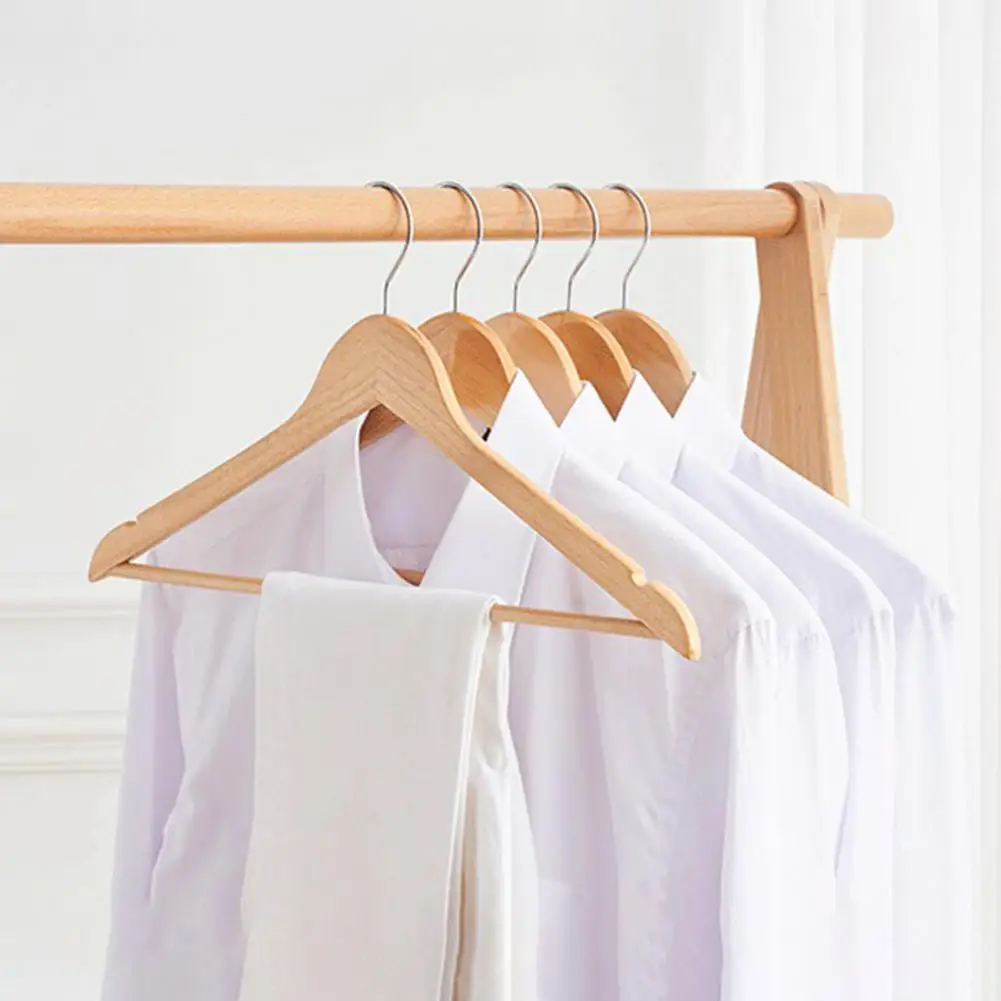

Useful Smooth Surface No Odor Shirt Wooden Hanger Clothes Drying Racks Wooden Color Shirt Hanging Racks for Household