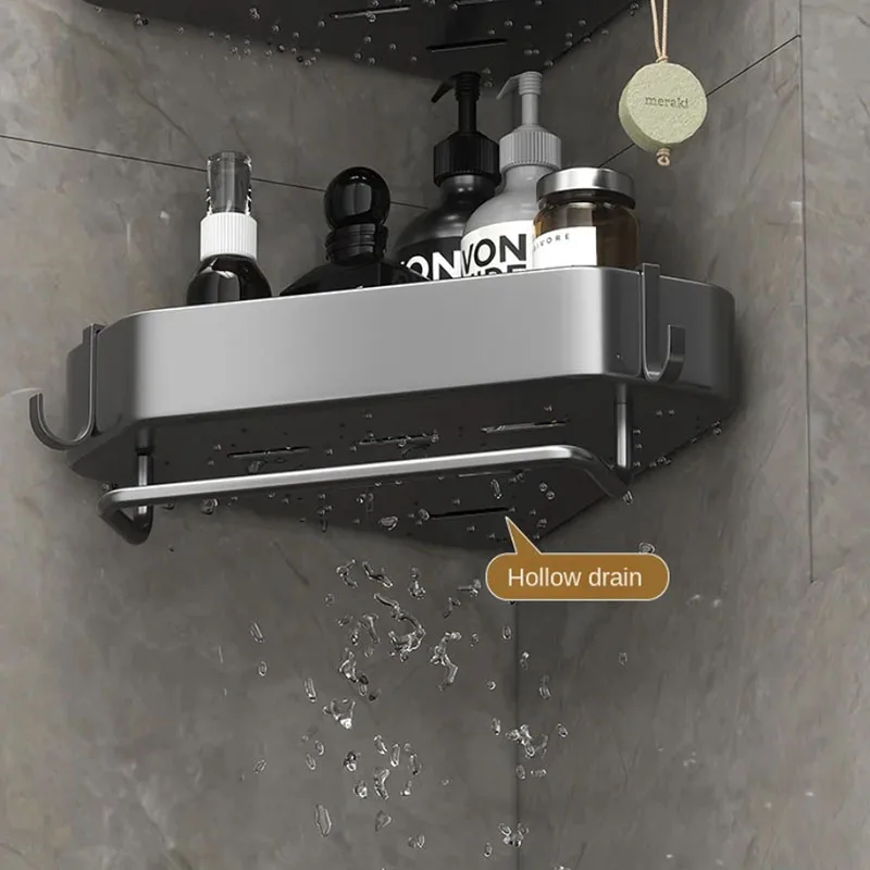 Bathroom Shelf Wall Mounted Shampoo Rack Shower Shelf Carbon Steel Bathroom Triangle Basket Shower Room Storage Rack
