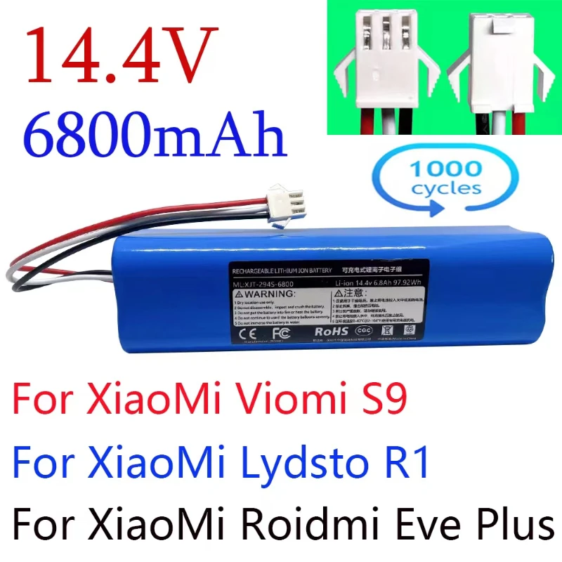 Original for XiaoMi Lydsto R1 Rechargeable Li-ion Battery Robot Vacuum Cleaner R1 Battery Pack with Capacity 6800mAh rechargeable battery vacuum cleaner battery
