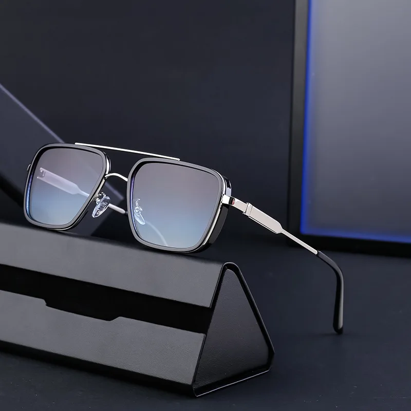 

Men Square Metal Sun Glasses Fashion Big Frame Sunglasses Women Retro Sun Glasses Vintage High Quality Gafas Oculos De Sol