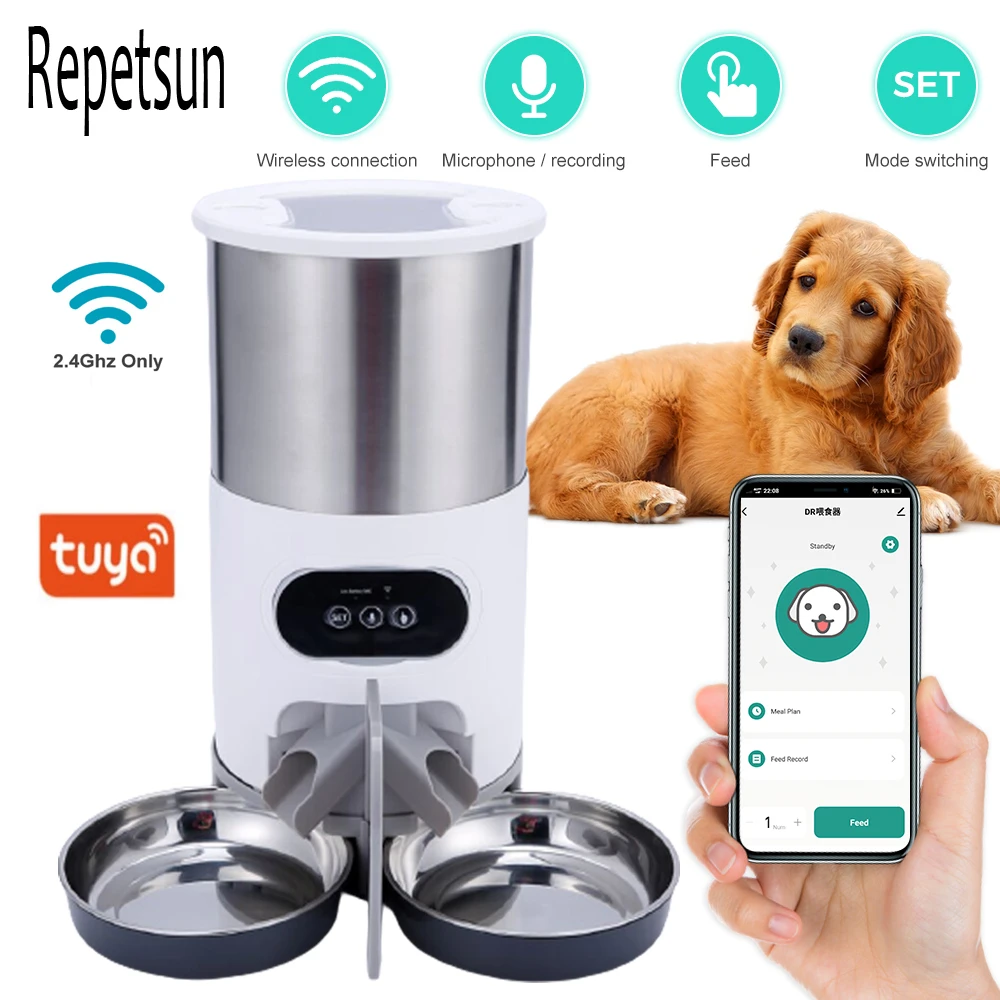 Smart App Pet Feeder Cat And Dog Food Dispenser Stainless Steel Bowl