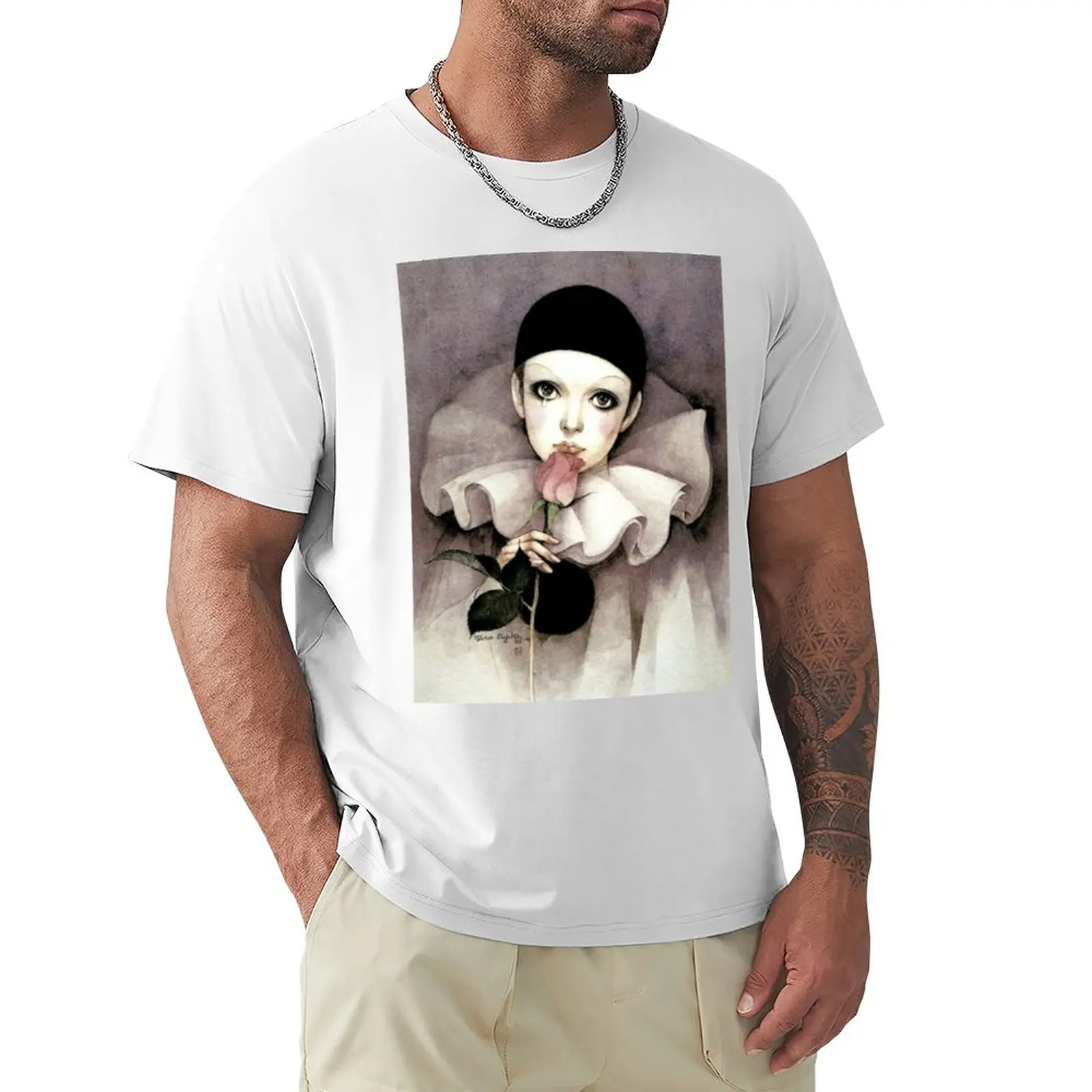 T-Shirt Pierrot Summer Top Cute Clothes Blanks Magliette Da Uomo