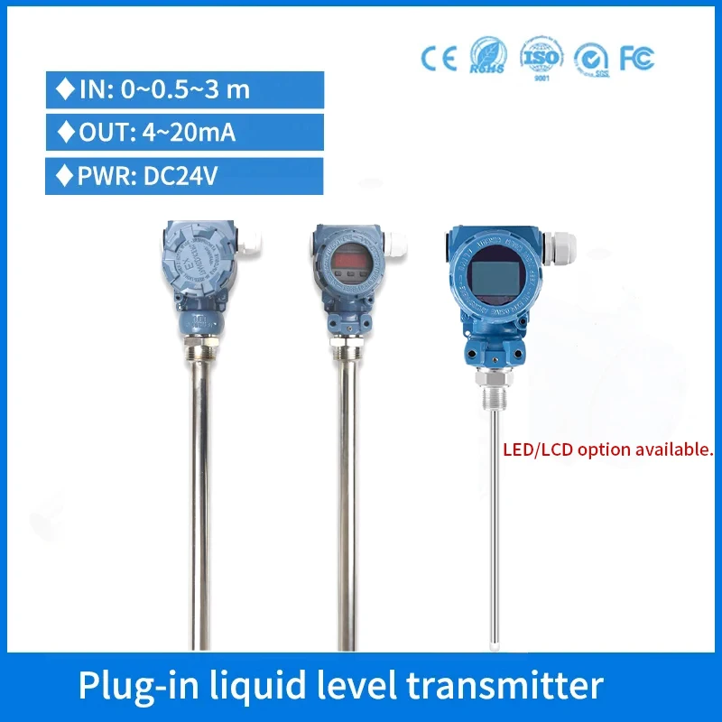 

High Temperature Water Tank Level Sensor 200mm Diesel Fuel Oil Level Measurement SS304 Probe Kerosene Level Sensor Transmitter