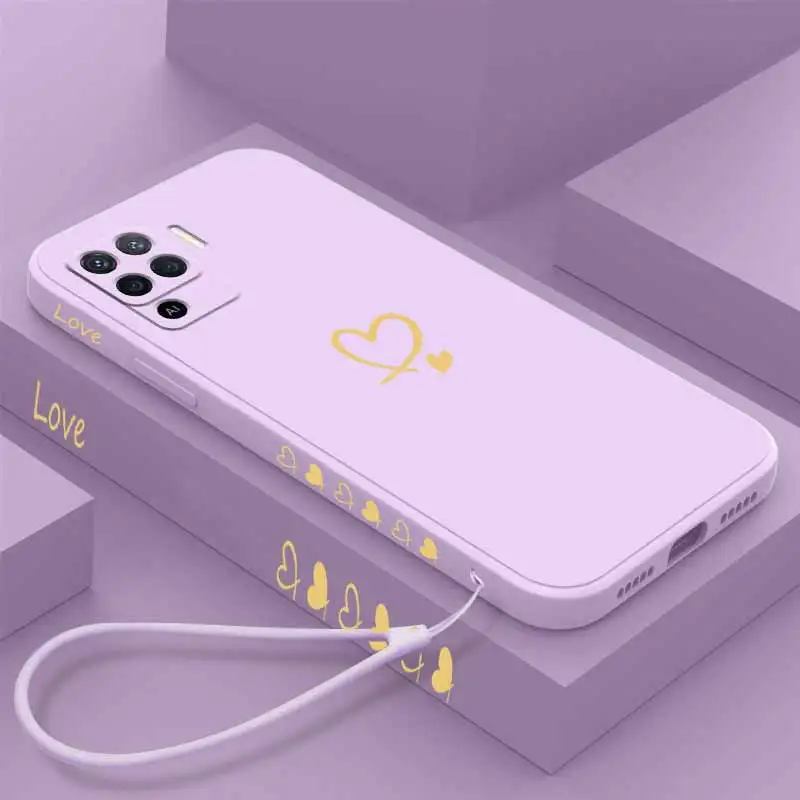 Love Heart Liquid Lanyard Silicone Phone Case