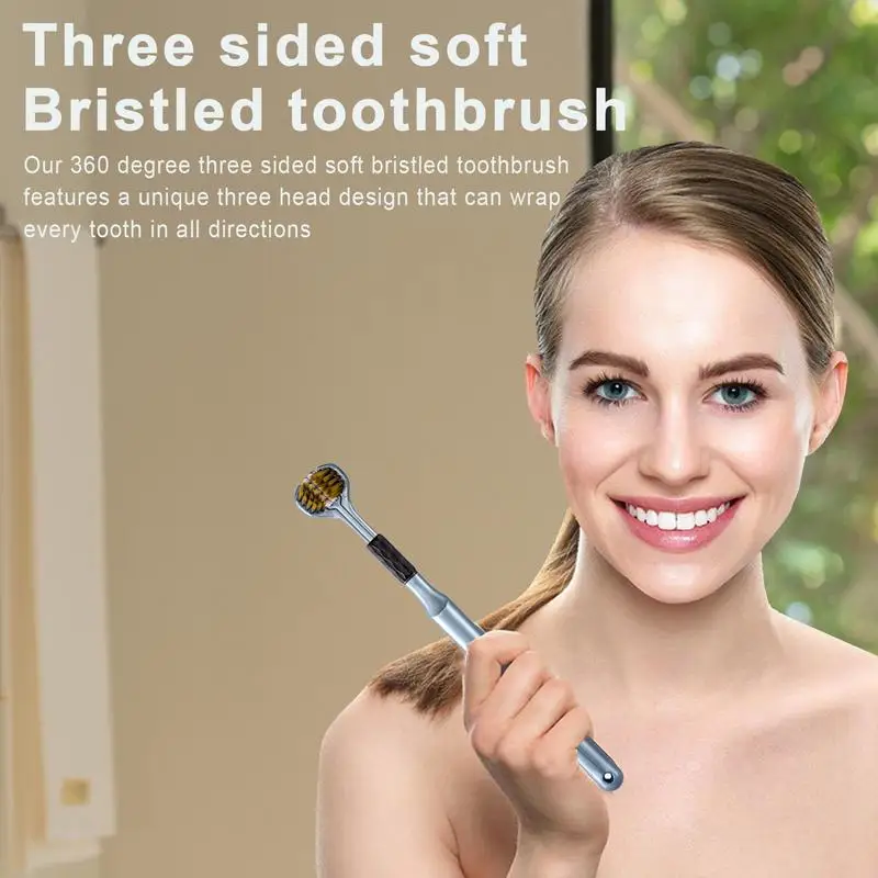 Three Sided Toothbrush With Ergonomic Handle Manual Cleaning Tooth Brushes Bad Breath Teeth Care Tool For Human Dog Cat