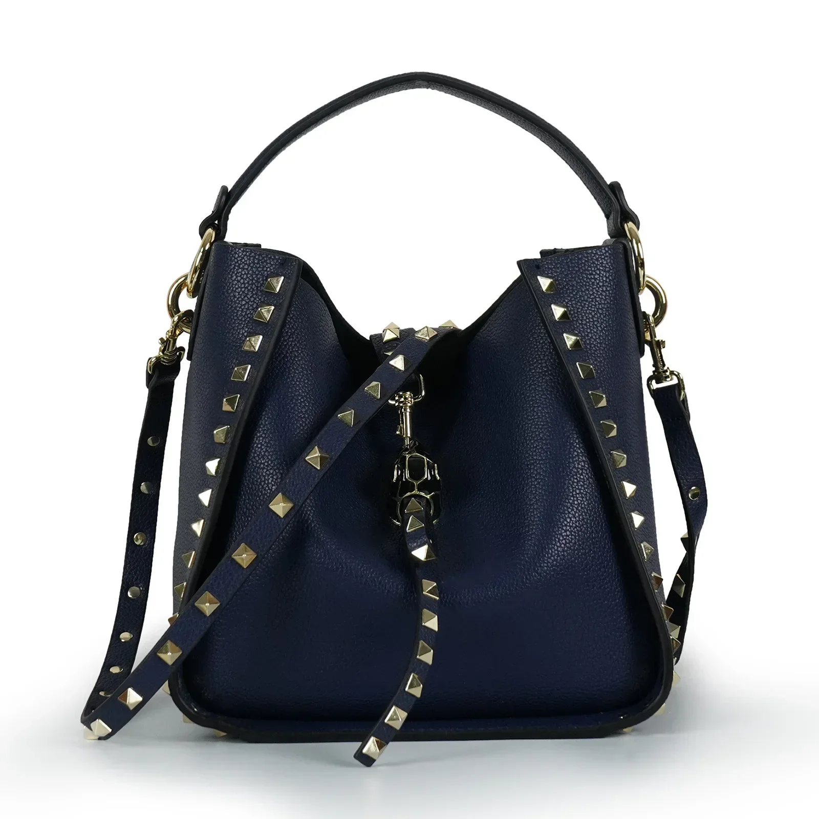 Hot Sale Women's Bucket Bag High Quality Genuine Leather Handbags Ladies Fashion Rivet Shoulder Bag Female Casual Tote 2026 4