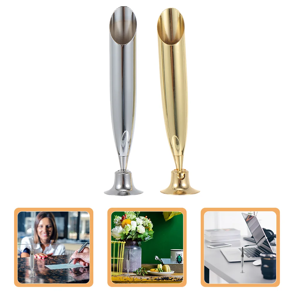 

Stainless Steel Pen Holder Single Pen Holder Pen Stand Desk Pen Holder Base Metal Ballpoint Pen Attached Base Stand Desk