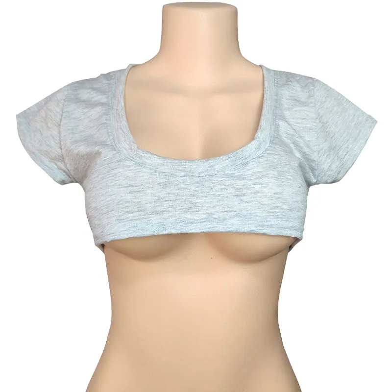 Women Cropped Tank Tops Low Cut Short Sleeve