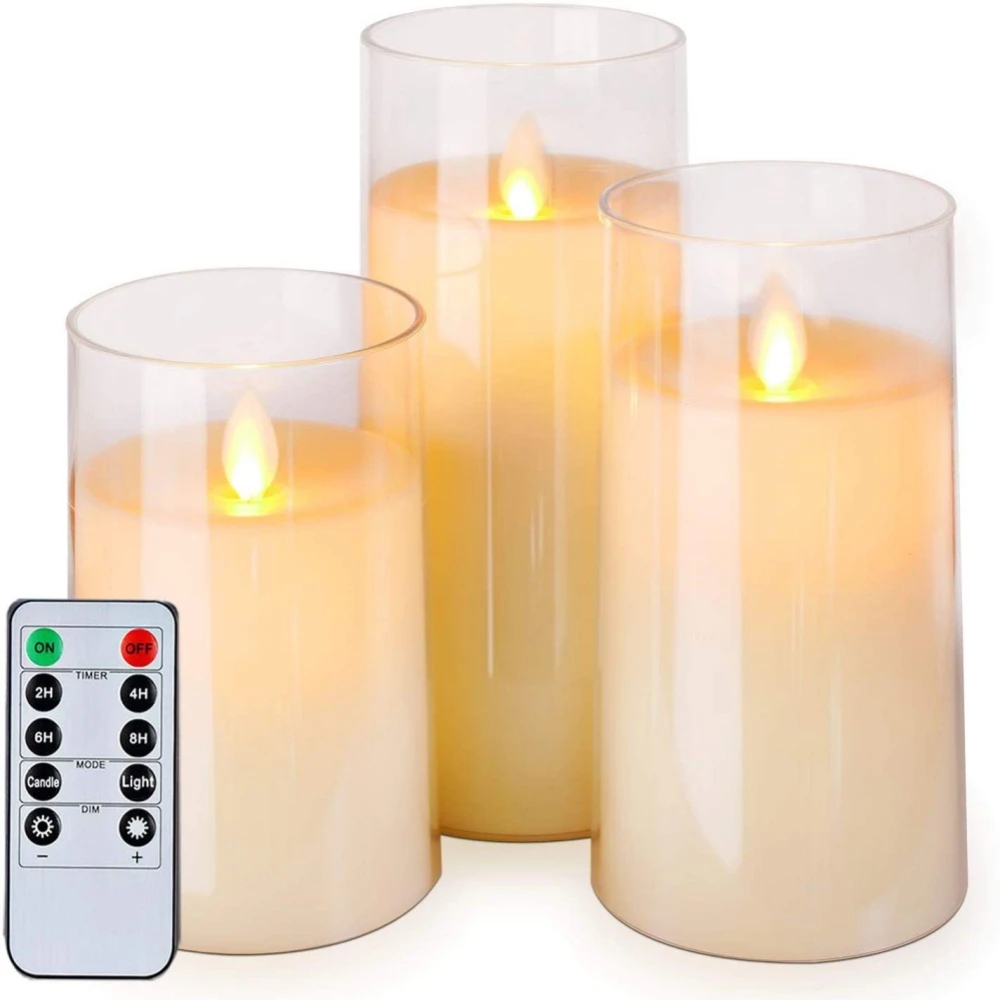 3Pcs/Set LED Candles With Remote Control Battery Powered Flickering Flameless Candle for Wedding Christmas Party Home Decoration 3pcs wireless battery soldering iron head 50 mm size steel for soldering iron tip with e10 interface general welding application