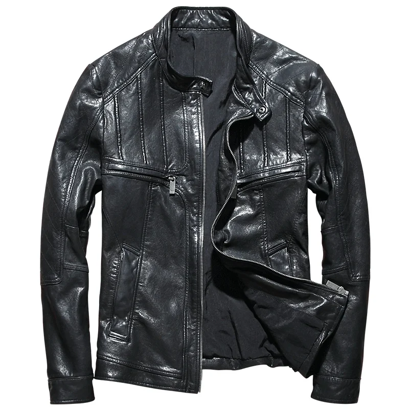 

Мужская байкерская куртка из натуральной овечьей кожи, Wp4002X KJ4123