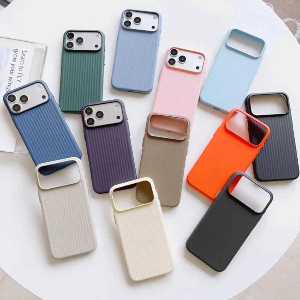 Slim Matte Striped Minimalist Luxury Phone Case with Wireless Charging & Shockproof Protection