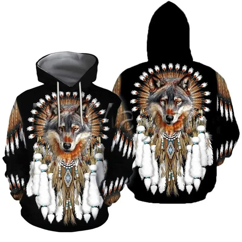 

Spring Autumn 3D print New fashion Newest 3Dprinted Native Pattern Wolf Culture Art Harajuku Premium Streetwear Unique Unisex H