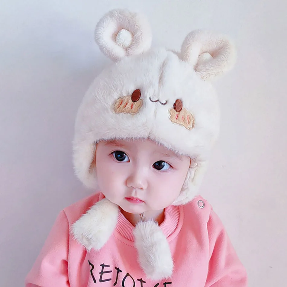 Super Soft Comfortable Plush Infant Winter Hat with Ear Flaps Cute and Warmth Knitted Caps for Babies Perfect for Cold Weather 2